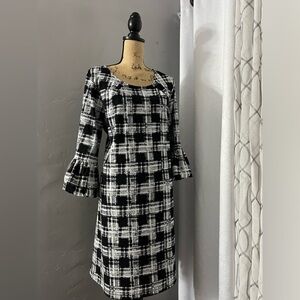 NINA LEONARD MULTI PRINT SHIFT CREPE DRESS SIZE XL